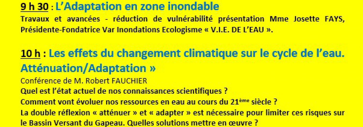 CONFERENCES : Adaptation zone inondable & effets changement climatique