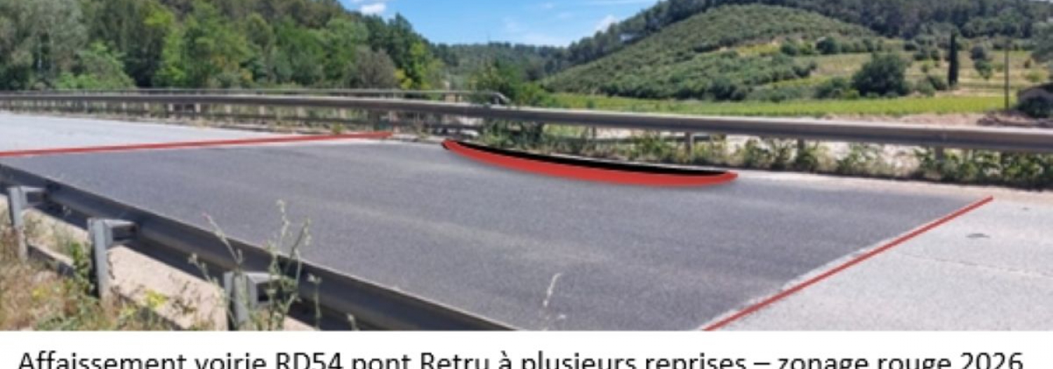 AFFAISSEMENT DE LA CHAUSSEE DU PONT DE LA RD54 SUR LA NARTUBY